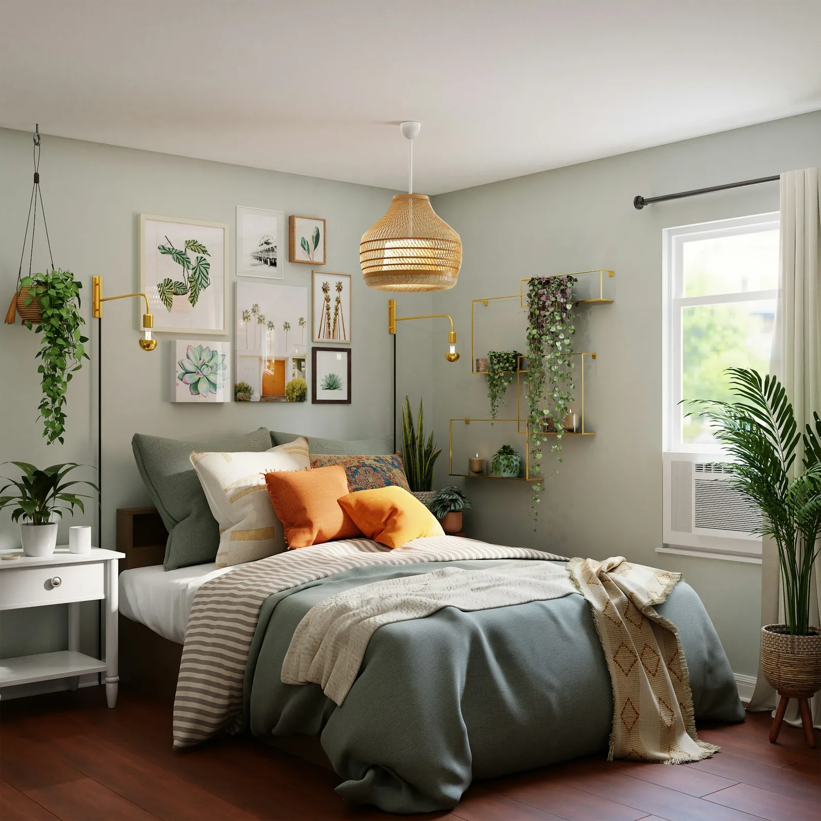 Dormitorio cálido con cortinas a medida